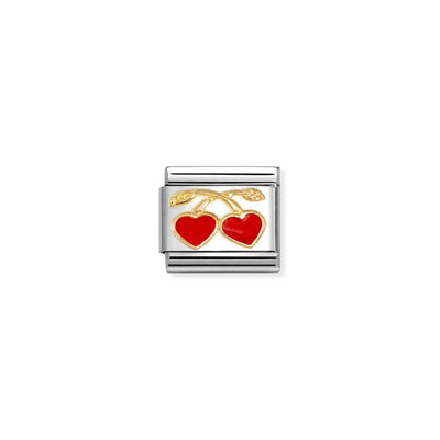 Classic Gold Enamel Heart Cherries