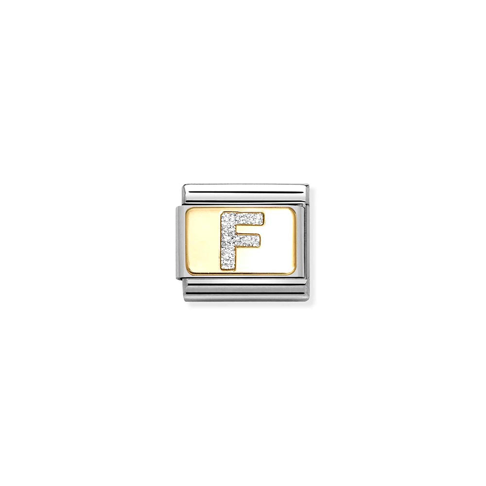 Classic Gold Silver Glitter F Charm