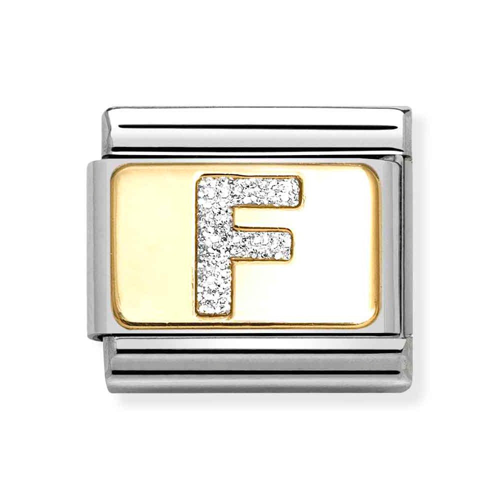 Classic Gold Silver Glitter F Charm