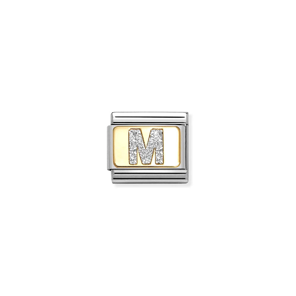 Classic Gold Silver Glitter M Charm