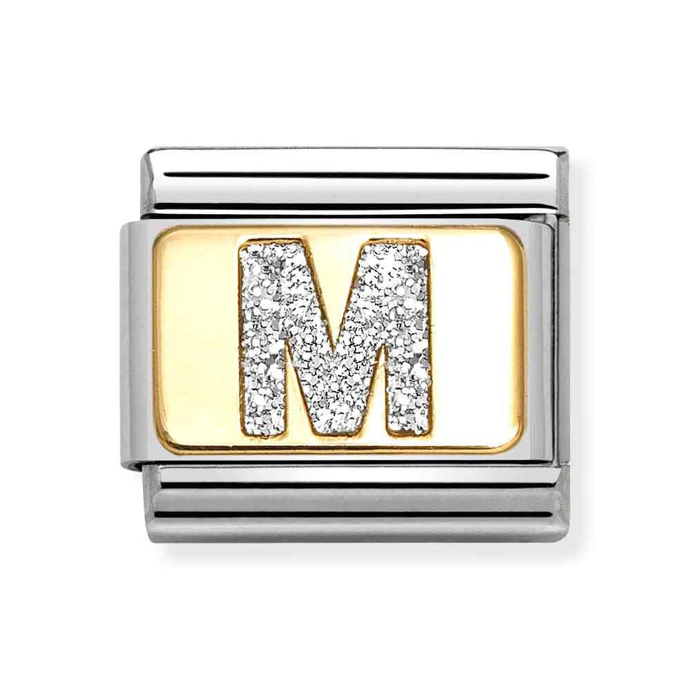 Classic Gold Silver Glitter M Charm