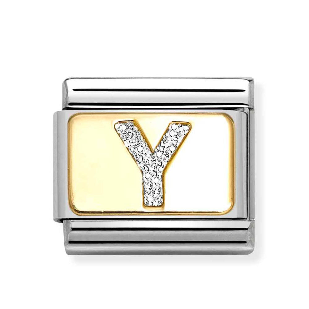 Classic Gold Silver Glitter Y Charm