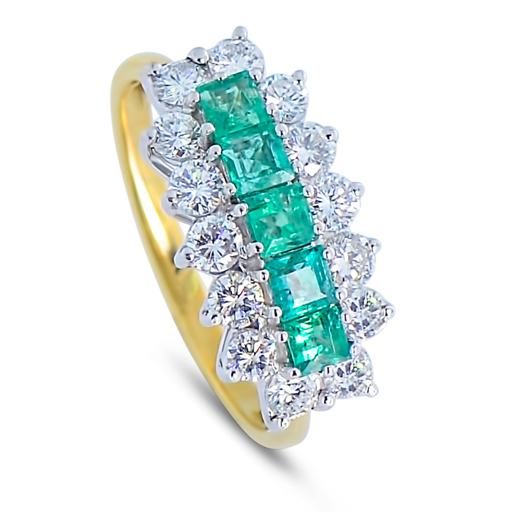 18ct Emerald & Diamond Cluster Ring N.V. £1760