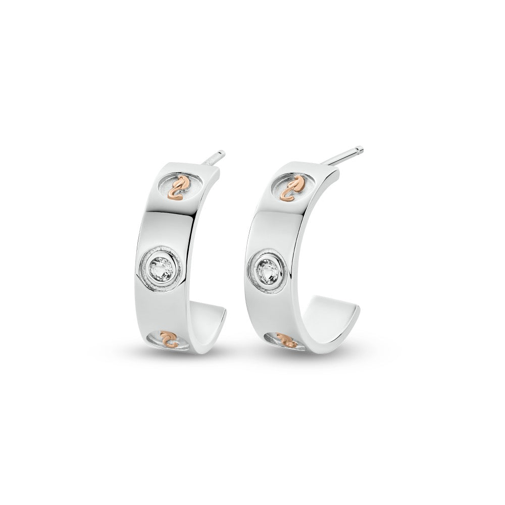 Insignia Sterling Silver Half-Hoop Earrings with Topaz