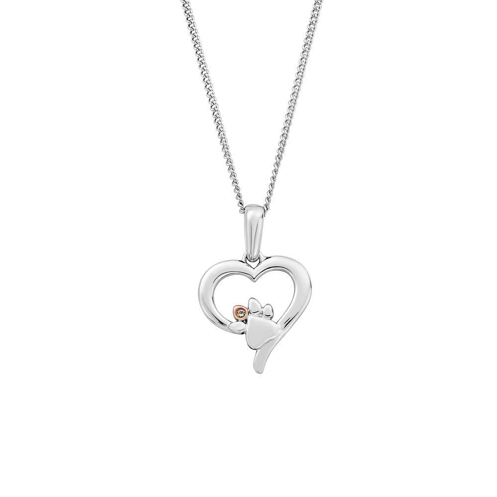 Paw Prints Sterling Silver Heart Pendant with Topaz