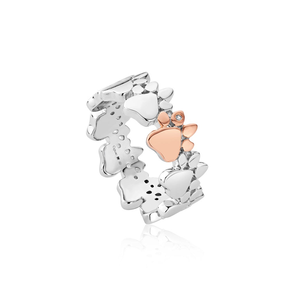 Paw Prints on My Heart Silver Multi-Paw Ring