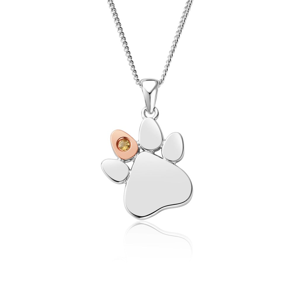 Paw Print Citrine November Pendant