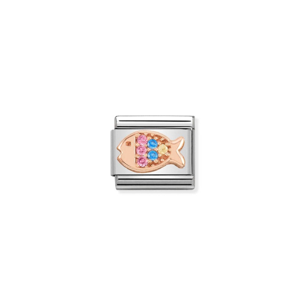 Rose Gold CZ Multicolour Fish