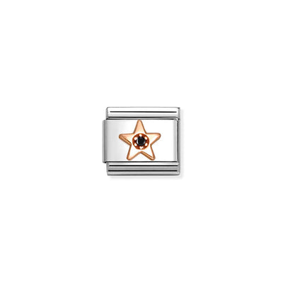 Rose Gold Black CZ Star Charm