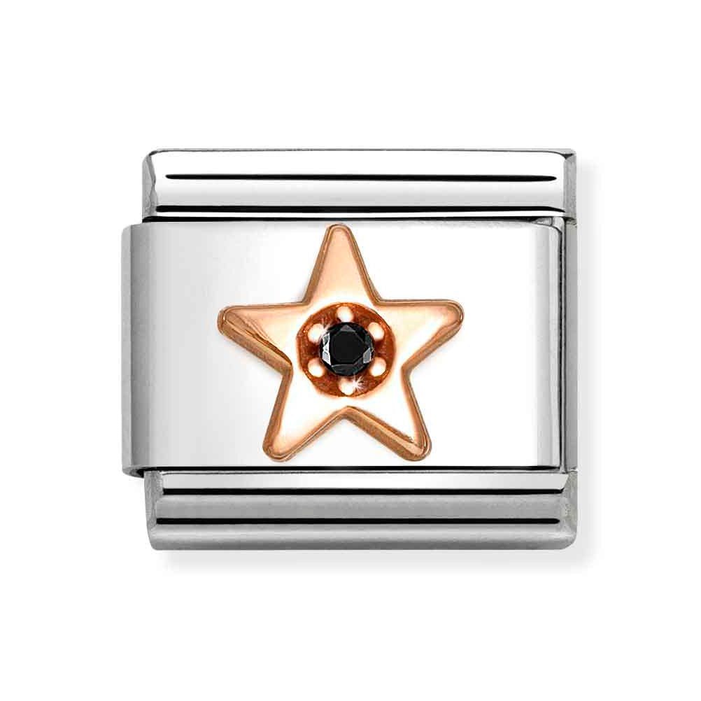 Rose Gold Black CZ Star Charm