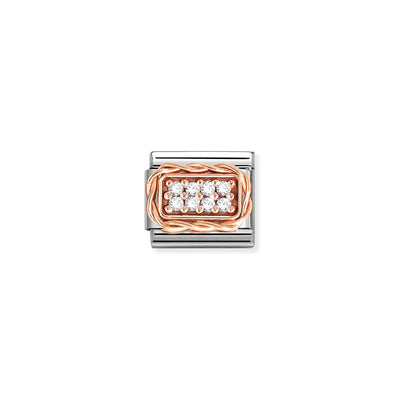 Rose Gold White CZ Charm