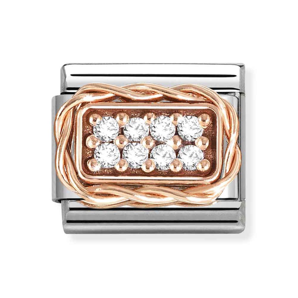 Rose Gold White CZ Charm