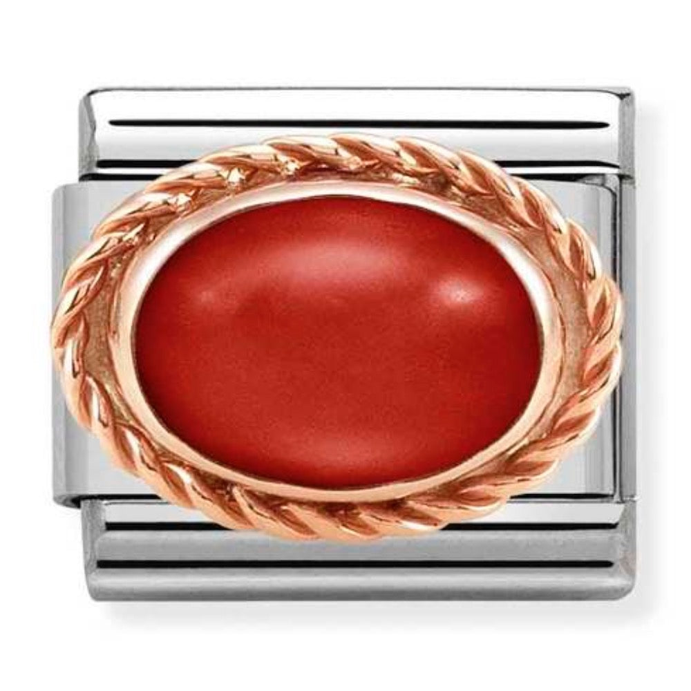 Rose Gold Red Oval Charm