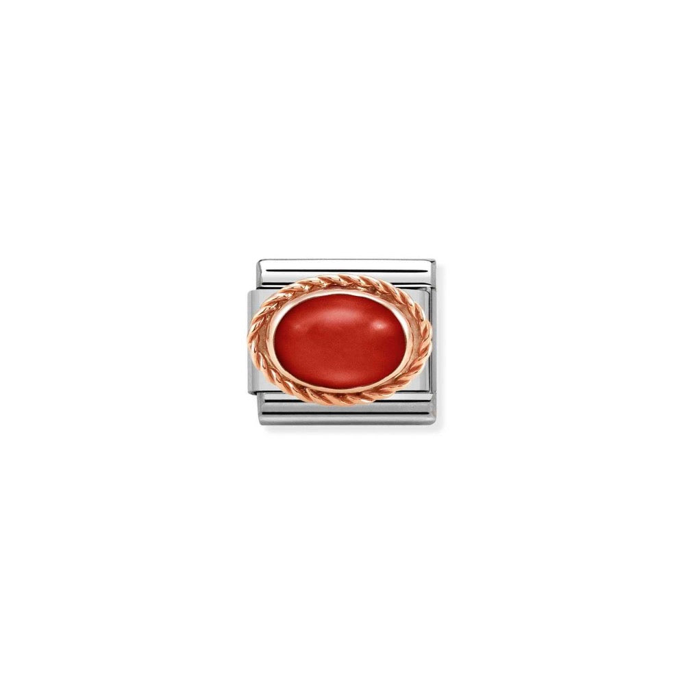 Rose Gold Red Oval Charm