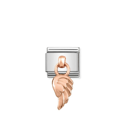 Rose Gold Drop Angel Wing Charm