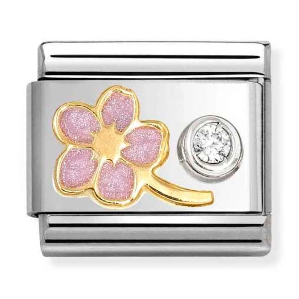 Classic Gold Pink Forget-Me-knot Charm