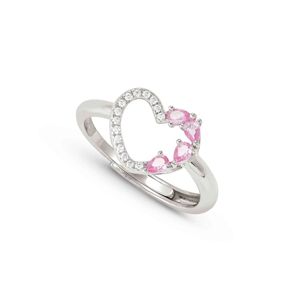 Pink CZ Heart Ring Made With Sterling Silver