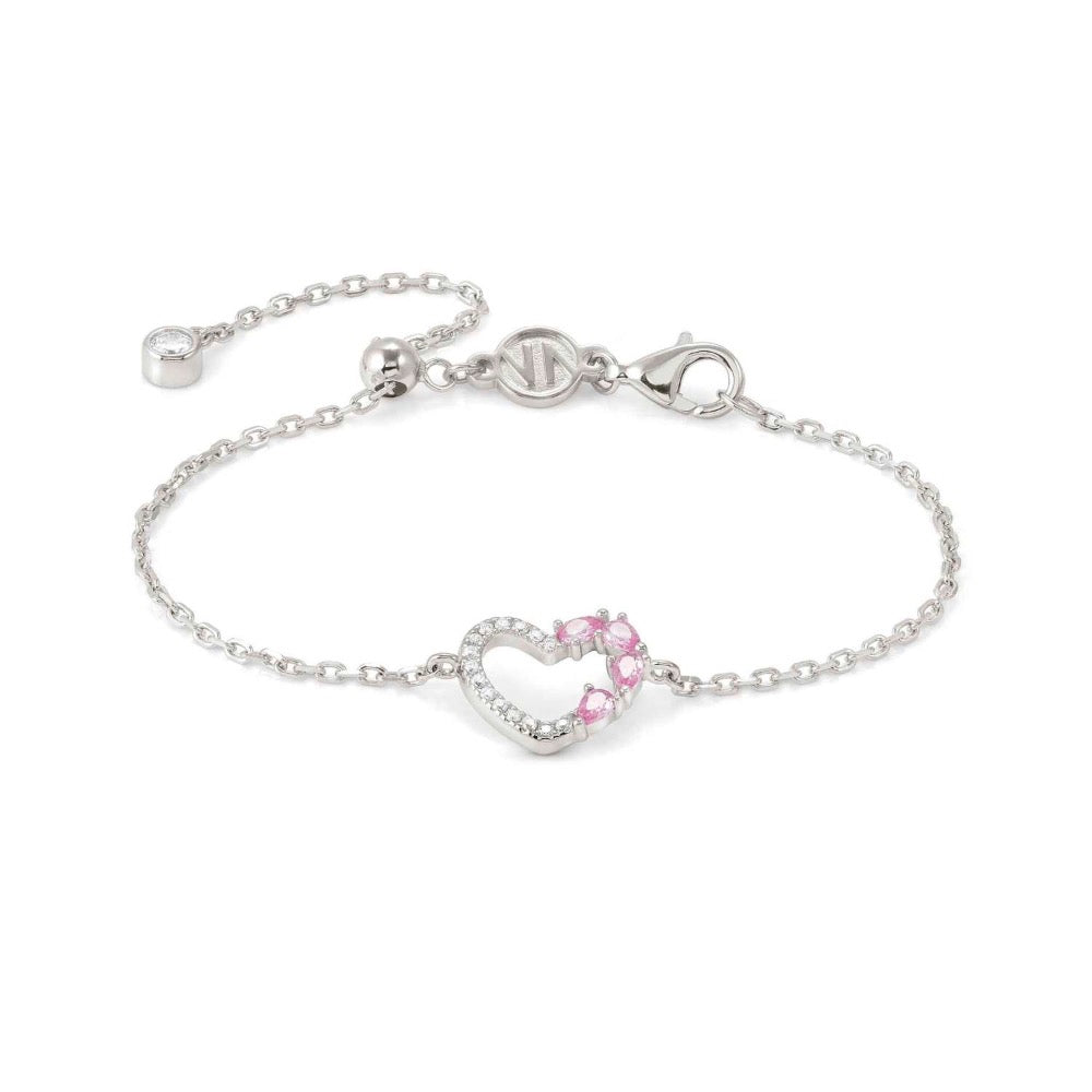 Pink  CZ Heart Bracelet Sterling silver