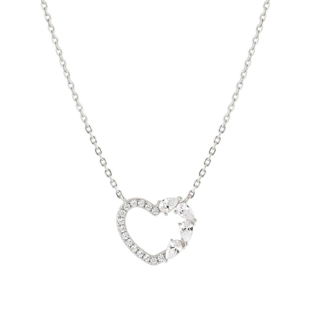 White CZ Heart Necklace Sterling silver