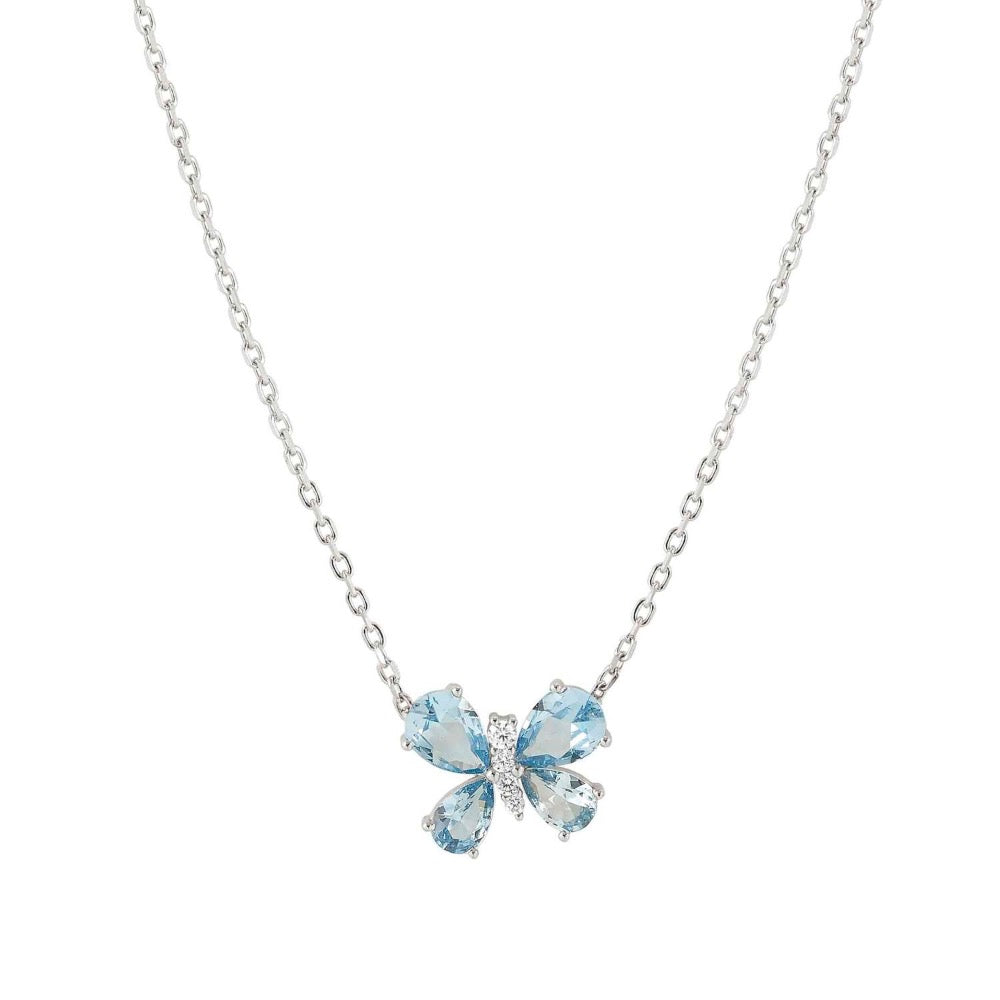 Blue CZ Butterfly Necklace Sterling silver