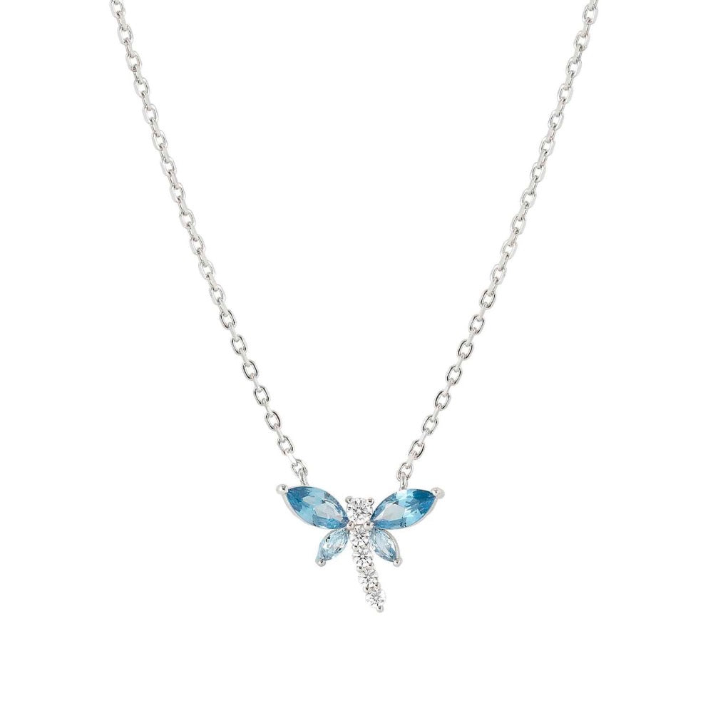 Blue CZ Dragonfly Necklace Sterling silver