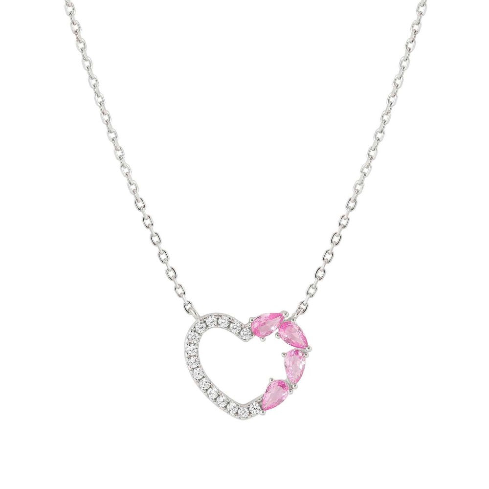 Pink CZ Heart Necklace Sterling silver