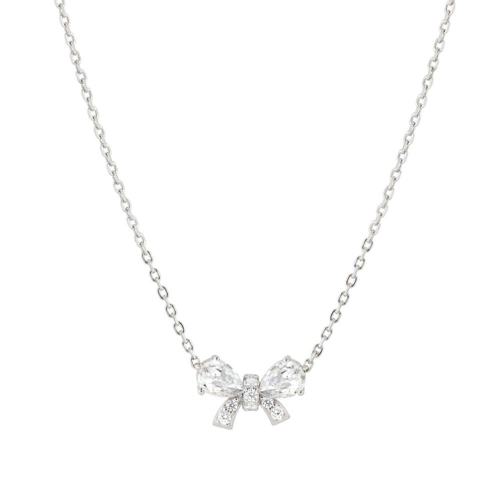 White CZ Bow Necklace Sterling silver