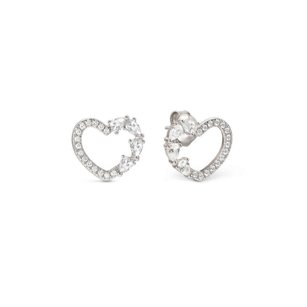 White CZ Heart Earrings Made With Sterling Silver