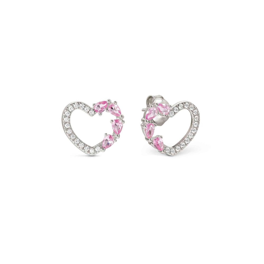 Pink CZ Heart Earrings Made With Sterling Silver