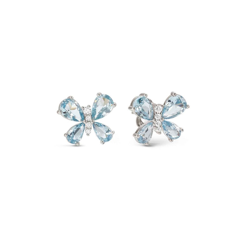 Blue CZ Butterfly Earrings Made With Sterling Silver