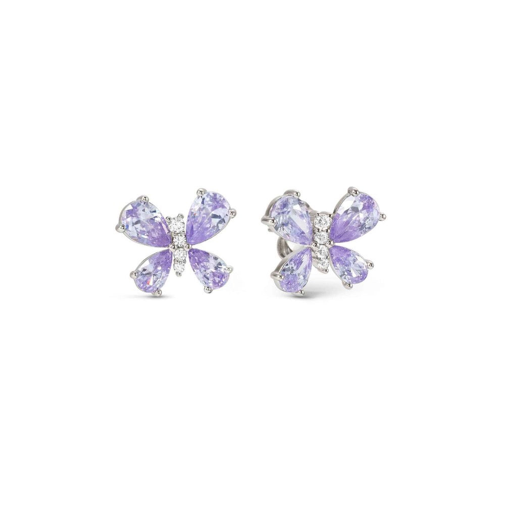 Lilac CZ Butterfly Earrings Made With Sterling Silver