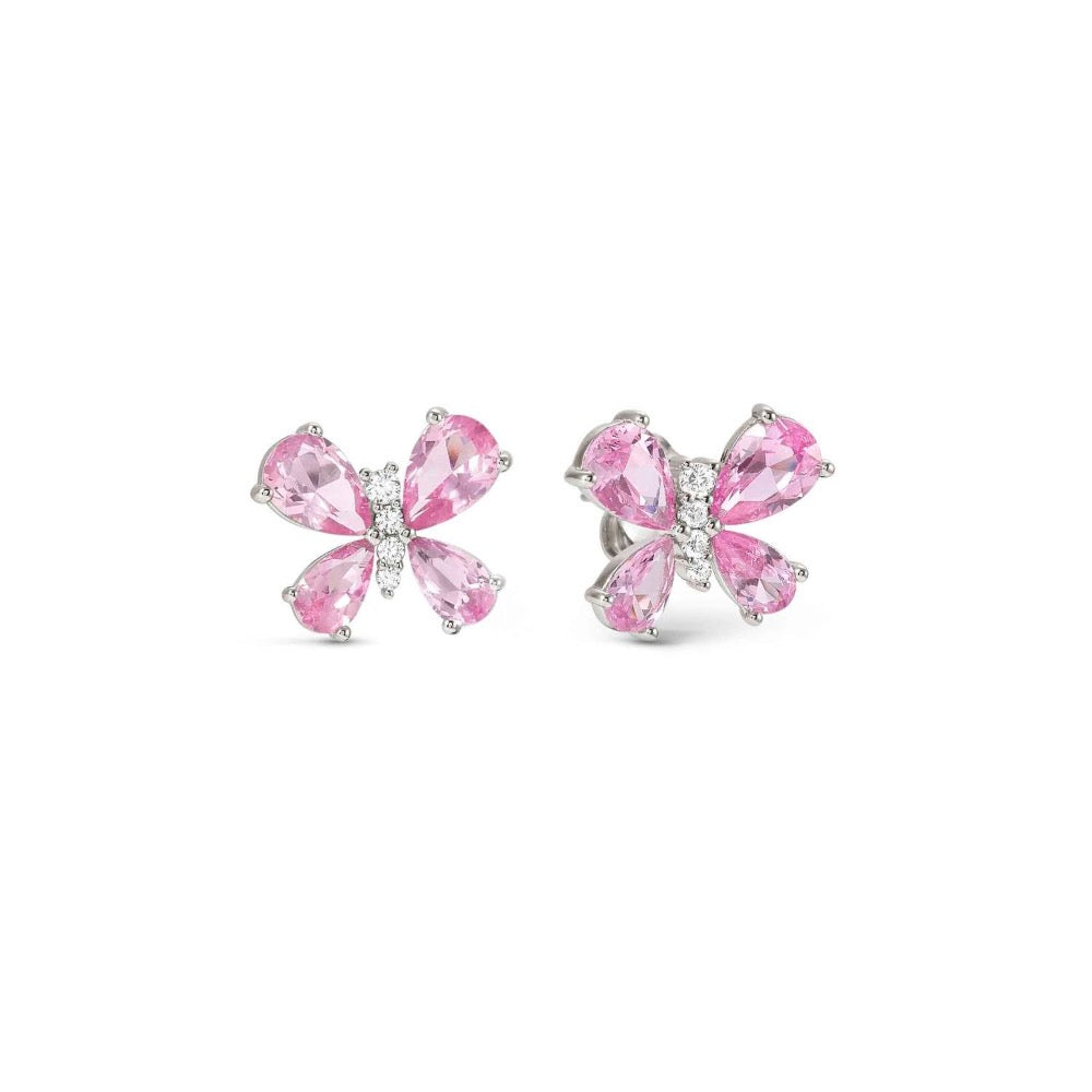 Pink CZ Butterfly Earrings Made With Sterling Silver