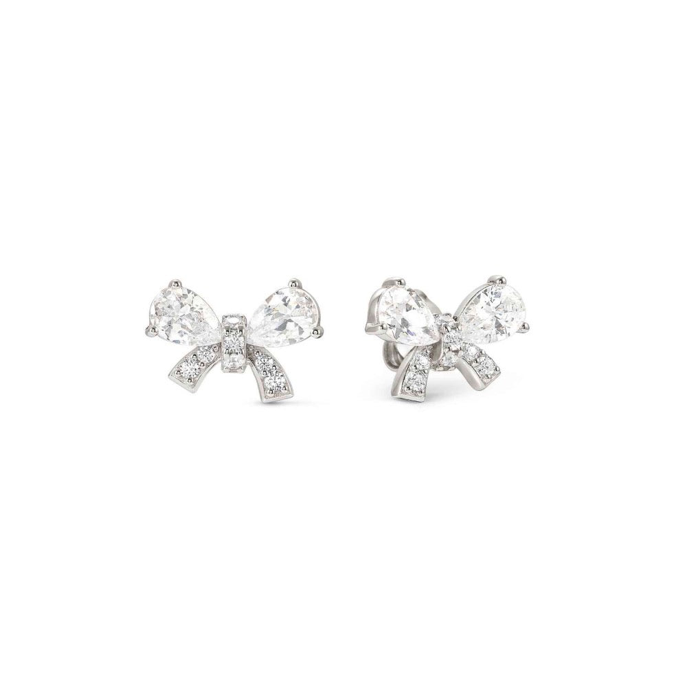 White CZ Bow Earrings Made With Sterling Silver