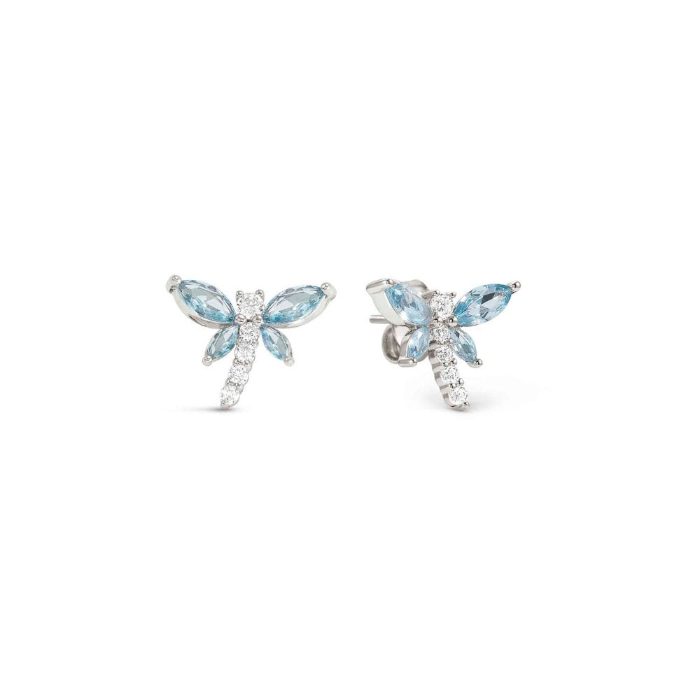 Blue CZ Dragonfly Earrings Made With Sterling Silver