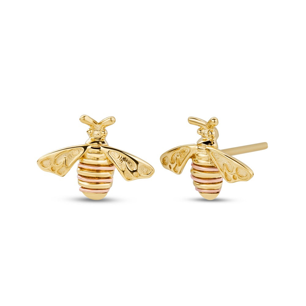 Nature's Wonder 9ct Solid Gold Honey Bee Stud Earrings