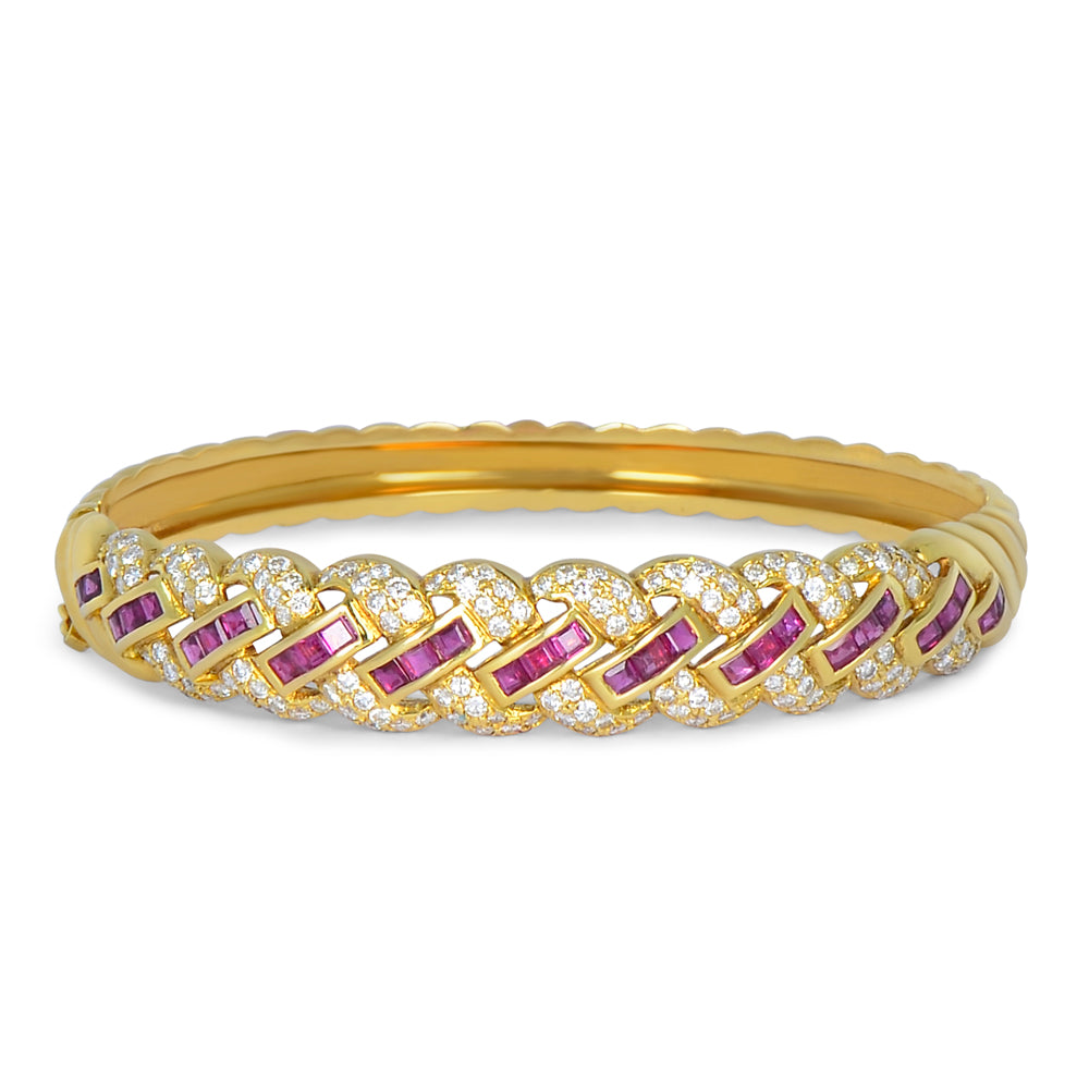 18ct Yellow Gold Ruby & Diamond Bangle N.V. £8000