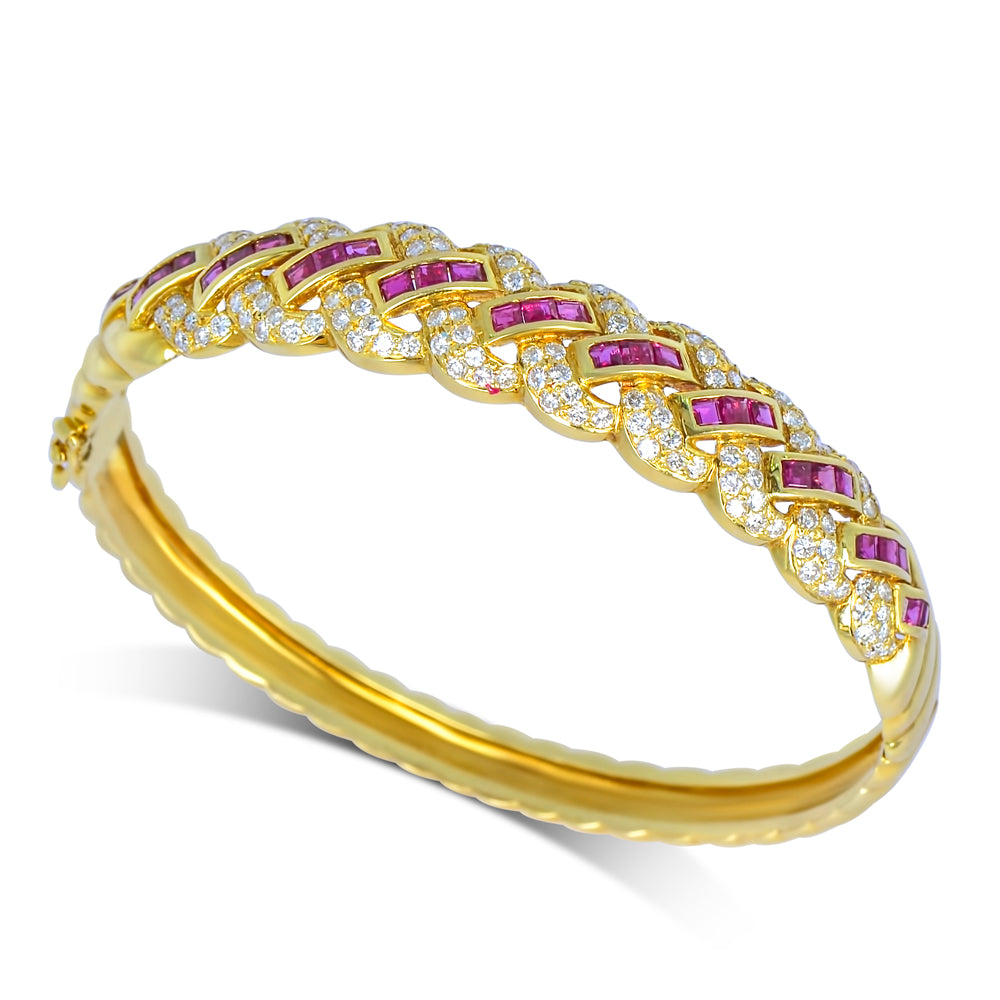 18ct Yellow Gold Ruby & Diamond Bangle N.V. £8000