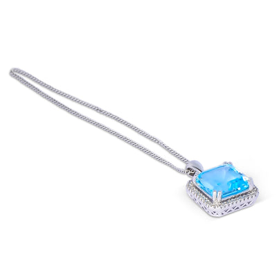 18ct White Gold Topaz & Diamond Pendant & Chain N.V. £1,800