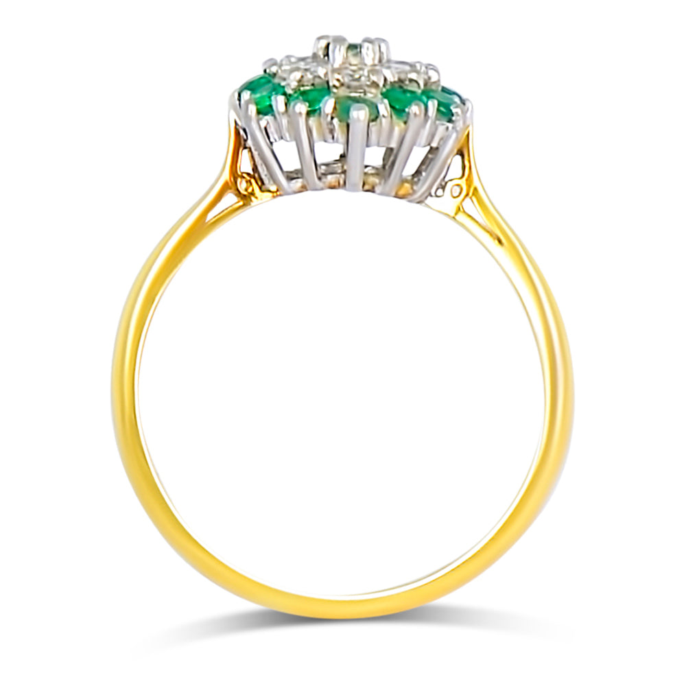 18ct Gold Emerald & Diamond Cluster Ring N.V. £1500