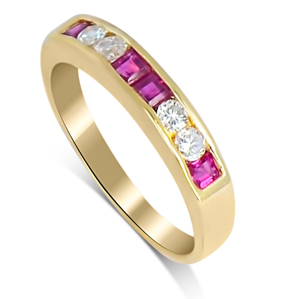 18ct Gold Ruby & Diamond Band N.V. £1200