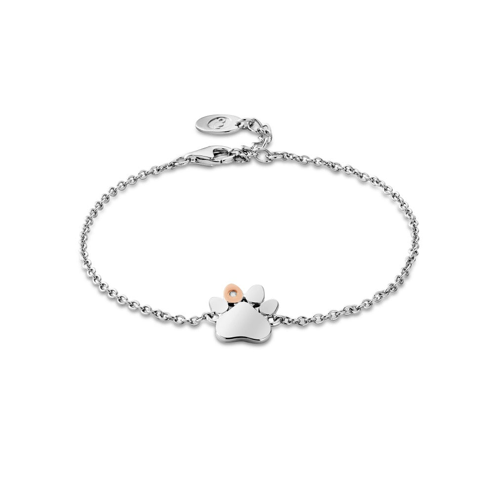 Paw Prints on My Heart Silver Single Paw Bracelet