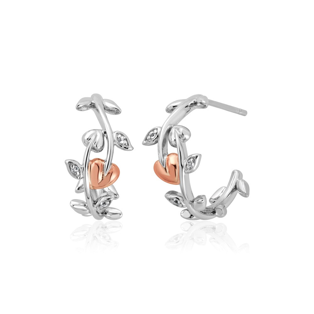 Vine of Life Silver Half-Hoop Earrings