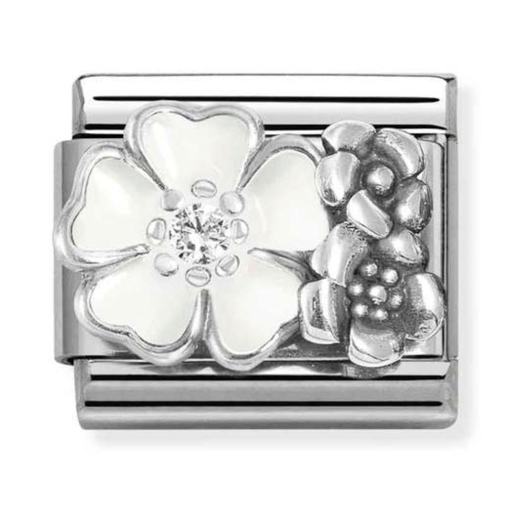 Silvershine White Flower Charm