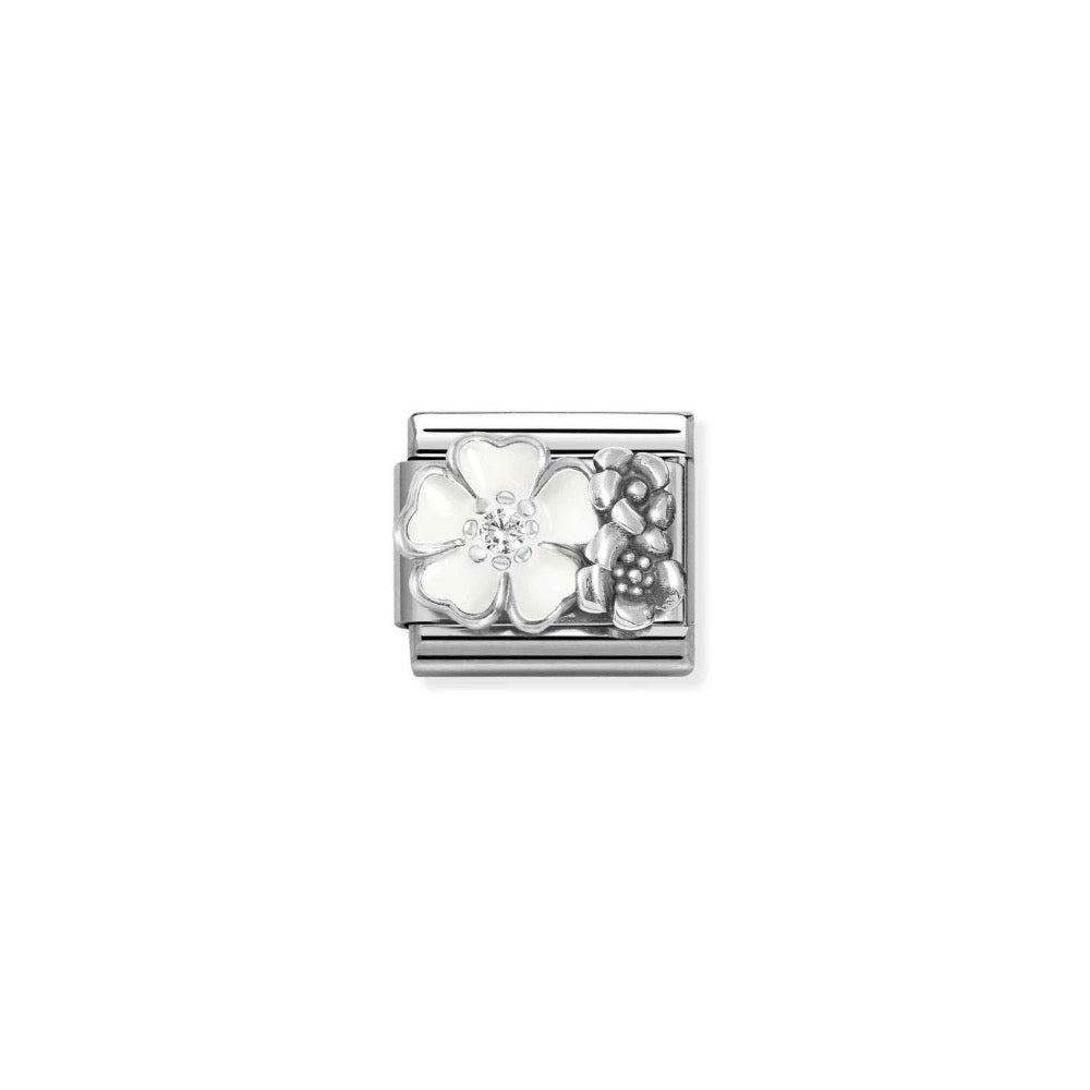 Silvershine White Flower Charm