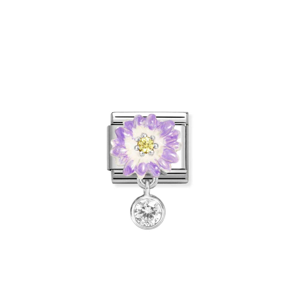 Silvershine Drop Purple CZ Charm