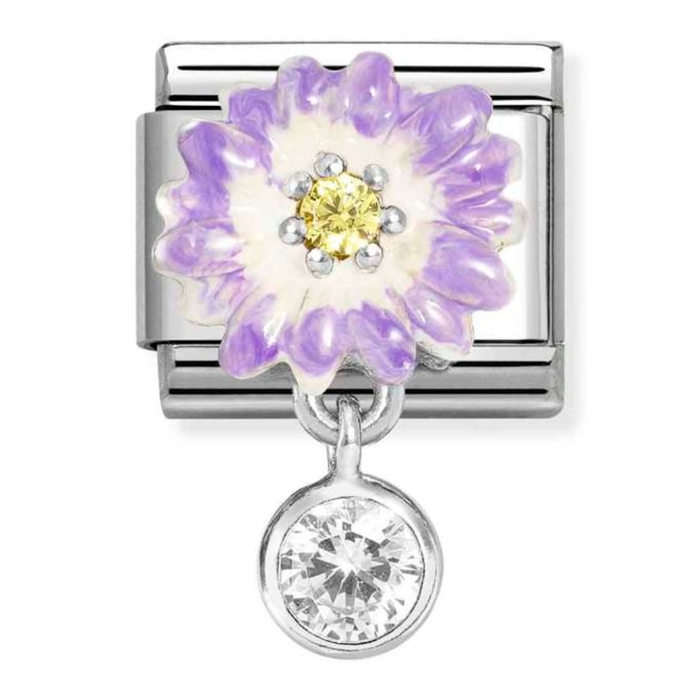 Silvershine Drop Purple CZ Charm