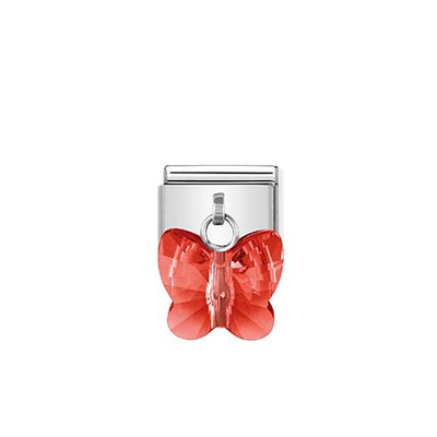 Silvershine Red Butterfly Drop Charm